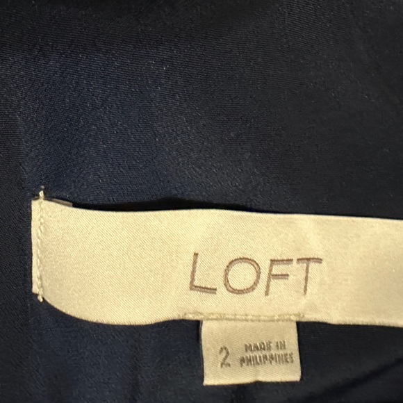 Loft Tie Back Flutter Shift Dress - Navy Size 2 - Picture 5 of 6